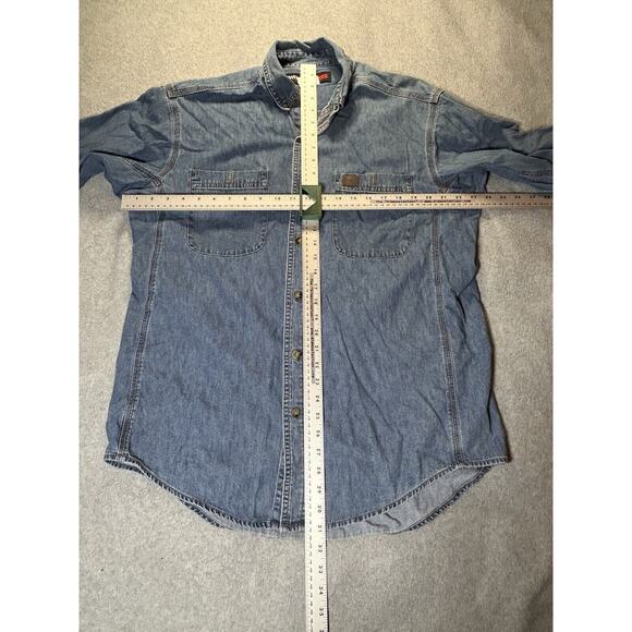 Wrangler Jean Jacket Mens Large Riggs Workwear Button Up Long Sleeve Denim Blue - Picture 2 of 10